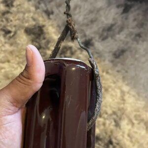 PORCELAIN JOHNNY BALL VINTAGE GUY WIRE INSULATOR With Original Wire Still Attach